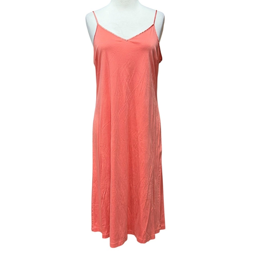 Hanro Cotton Silk Spaghetti Chemise Nightgown Dress L Coral Cotton - TINY FLAW